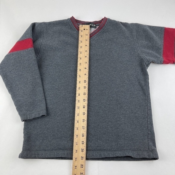 Express Sweatshirt Womens Medium 12/14 Gray Red Long Sleeve Vneck - Picture 7 of 9